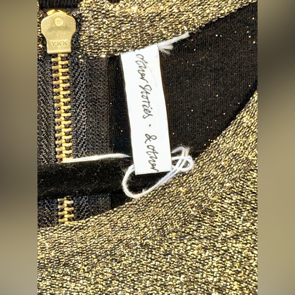 & Other Stories Metallic Gold Long-Sleeve Dress. 36” Bust w/ Stretch 36” Length - Picture 3 of 6